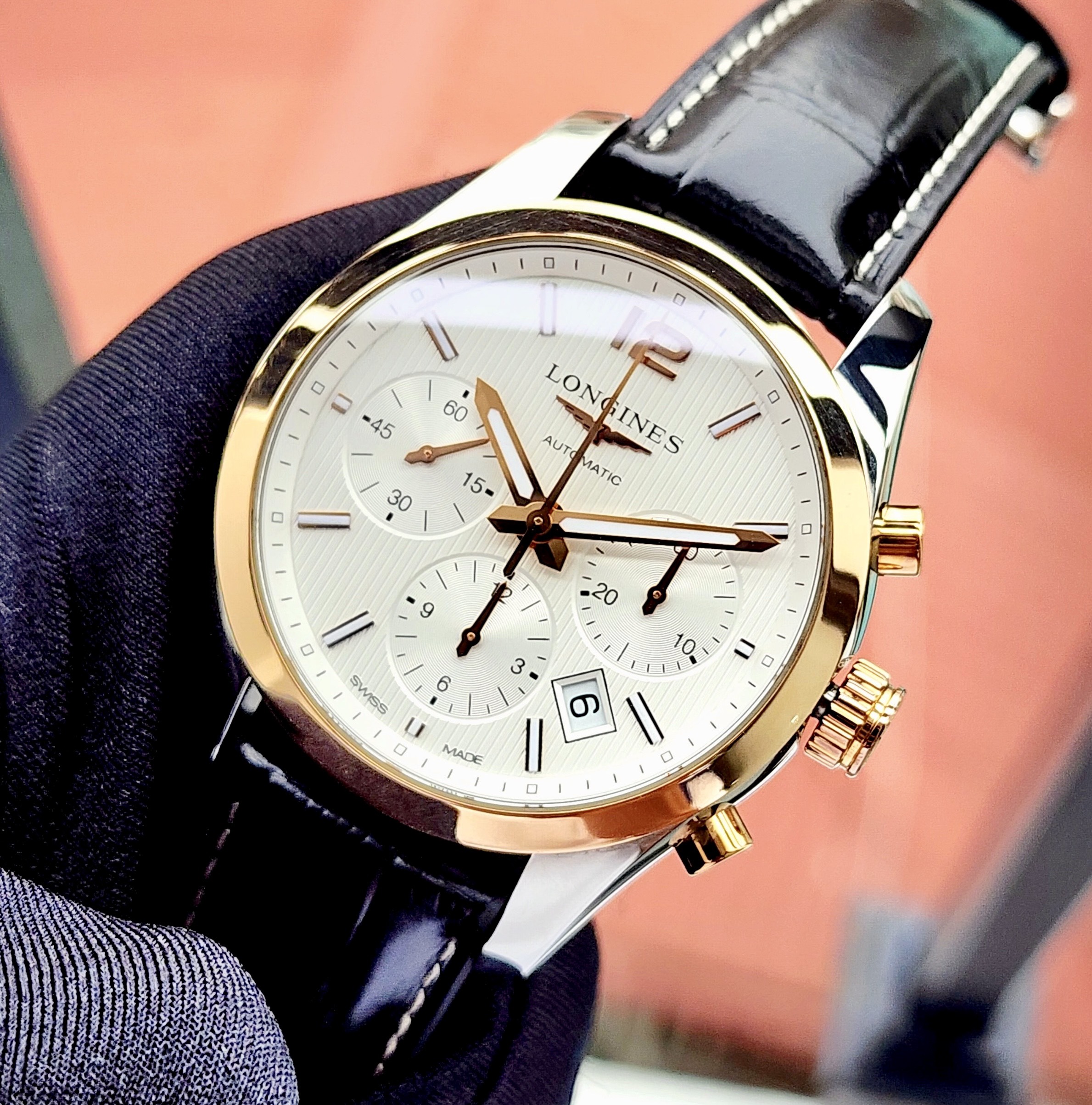 z4567936004119_58785b4b8057278527d7f183849bccd0 Đồng Hồ Longines Conquest Classic Chronograph Automatic Mens L2.786.5.76.3 Cũ Chính Hãng