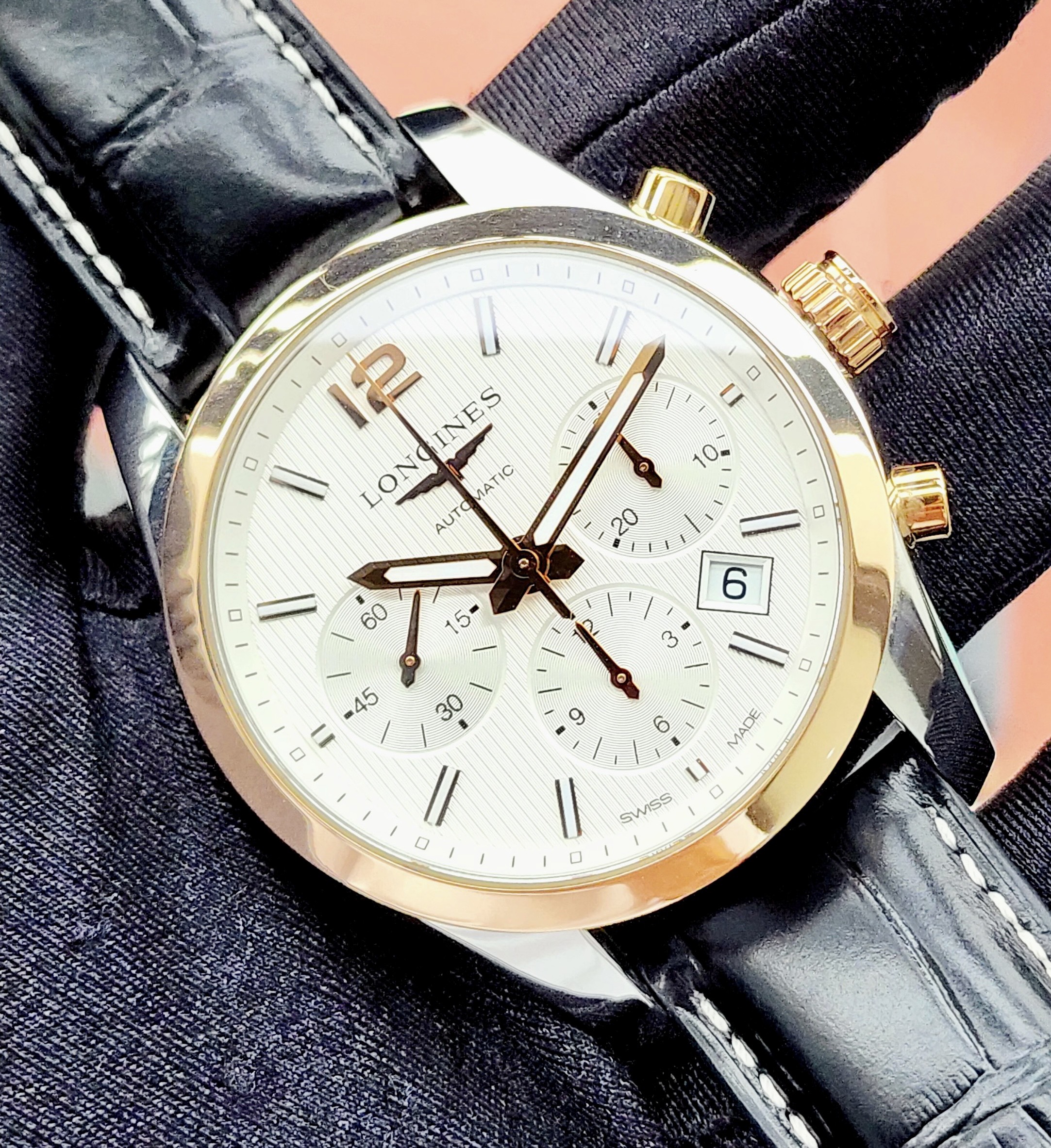 z4567936010855_23fdb40e35ad325ebff669fc82962e39 Đồng Hồ Longines Conquest Classic Chronograph Automatic Mens L2.786.5.76.3 Cũ Chính Hãng