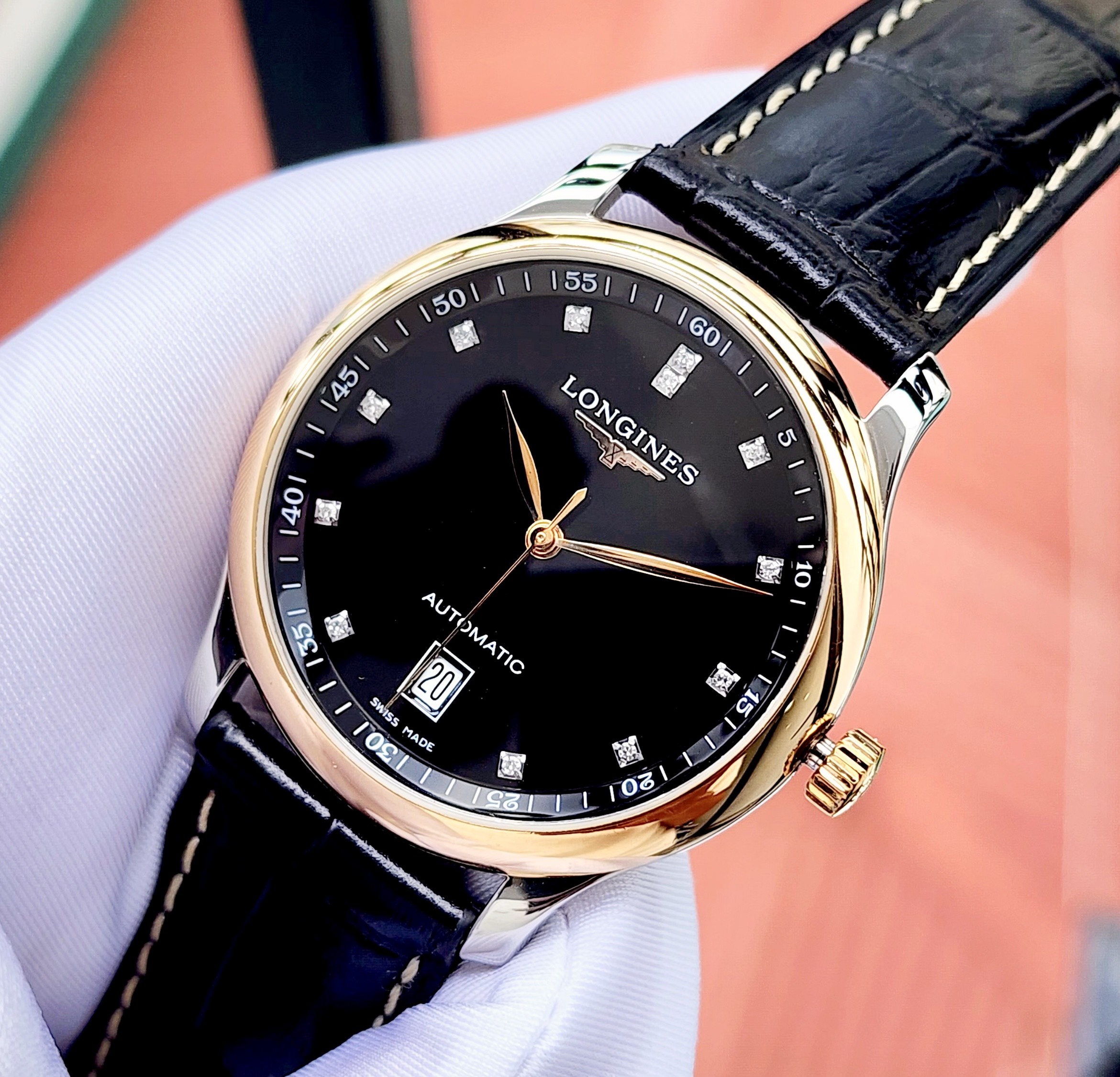 z4573457711701_0151464ded6303ba8660107e22fb3abf Đồng hồ Longines Master Collection Diamond Black Dial Cũ Chính Hãng
