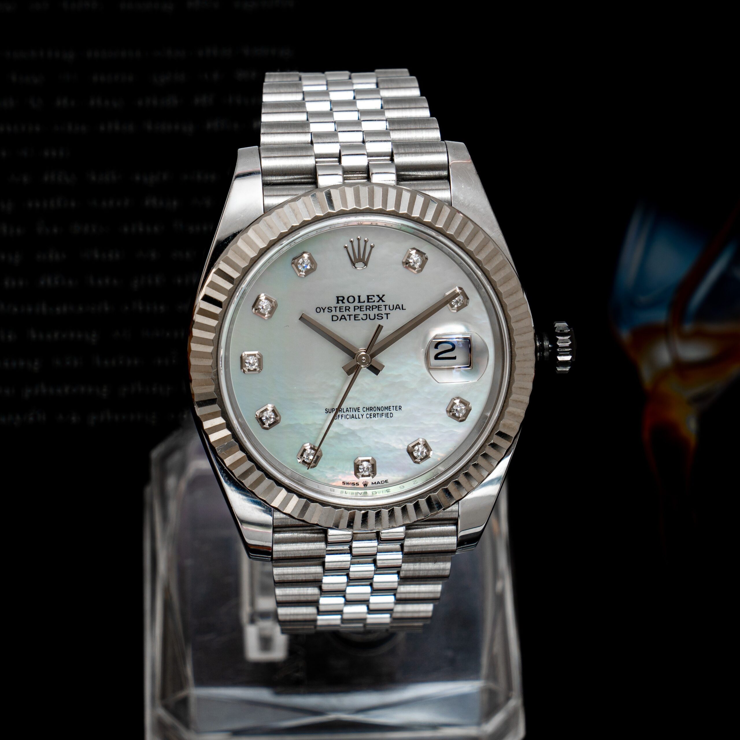 z4581550912791_162761da59be6425da6d023aff2f3c3d Đồng Hồ Rolex Datejust 126334 mặt khảm trai trắng cọc kim cương Cũ Chính Hãng