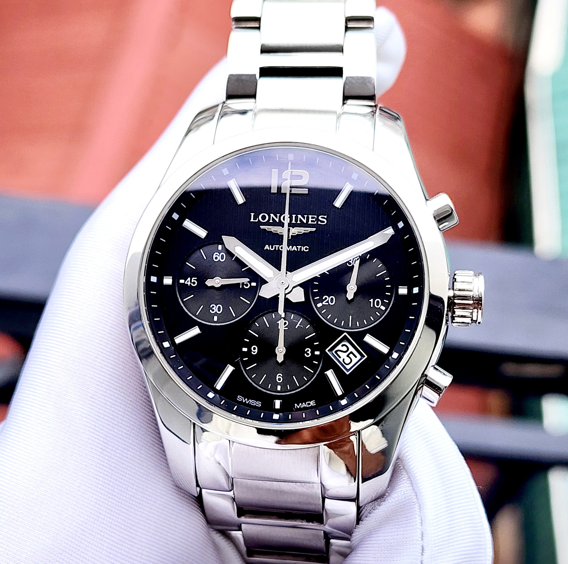 z4583000822873_c8a5bb22752db824dd3a7ffd28c9f627 ĐỒNG HỒ LONGINES CONQUEST CLASSIC L2.786.4.56.6 Chronograph Black Cũ Chính Hãng