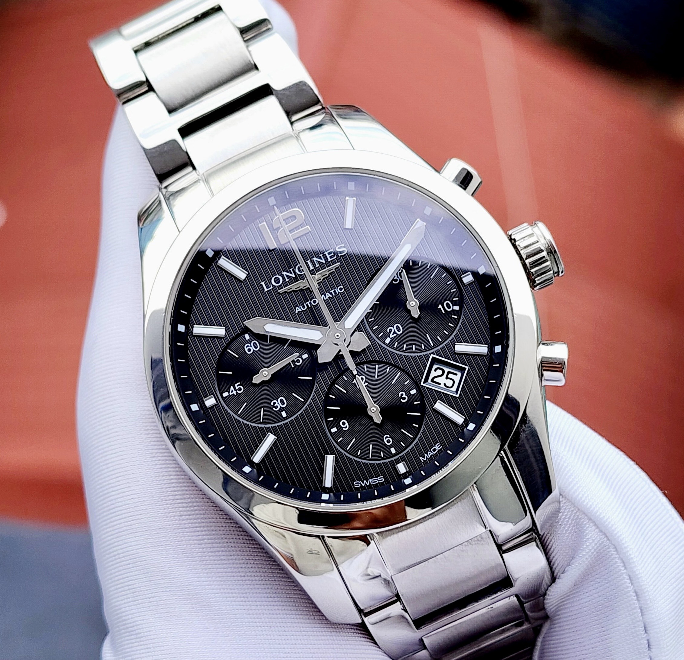 z4583000831347_1bc5e122138f69fe69937d5804828646 ĐỒNG HỒ LONGINES CONQUEST CLASSIC L2.786.4.56.6 Chronograph Black Cũ Chính Hãng