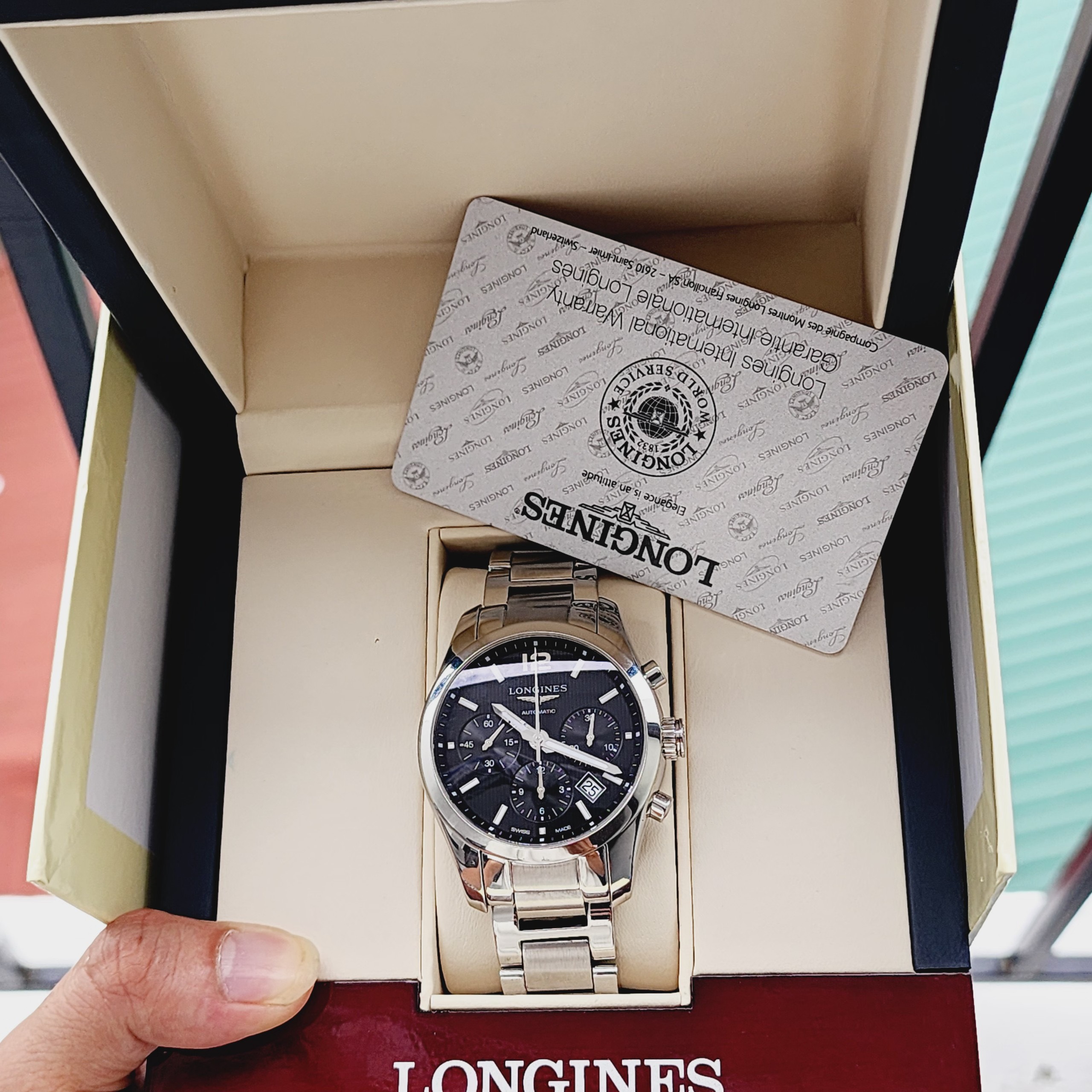 z4583000963681_53958ed5b0774f12ced923a4b4739900 ĐỒNG HỒ LONGINES CONQUEST CLASSIC L2.786.4.56.6 Chronograph Black Cũ Chính Hãng