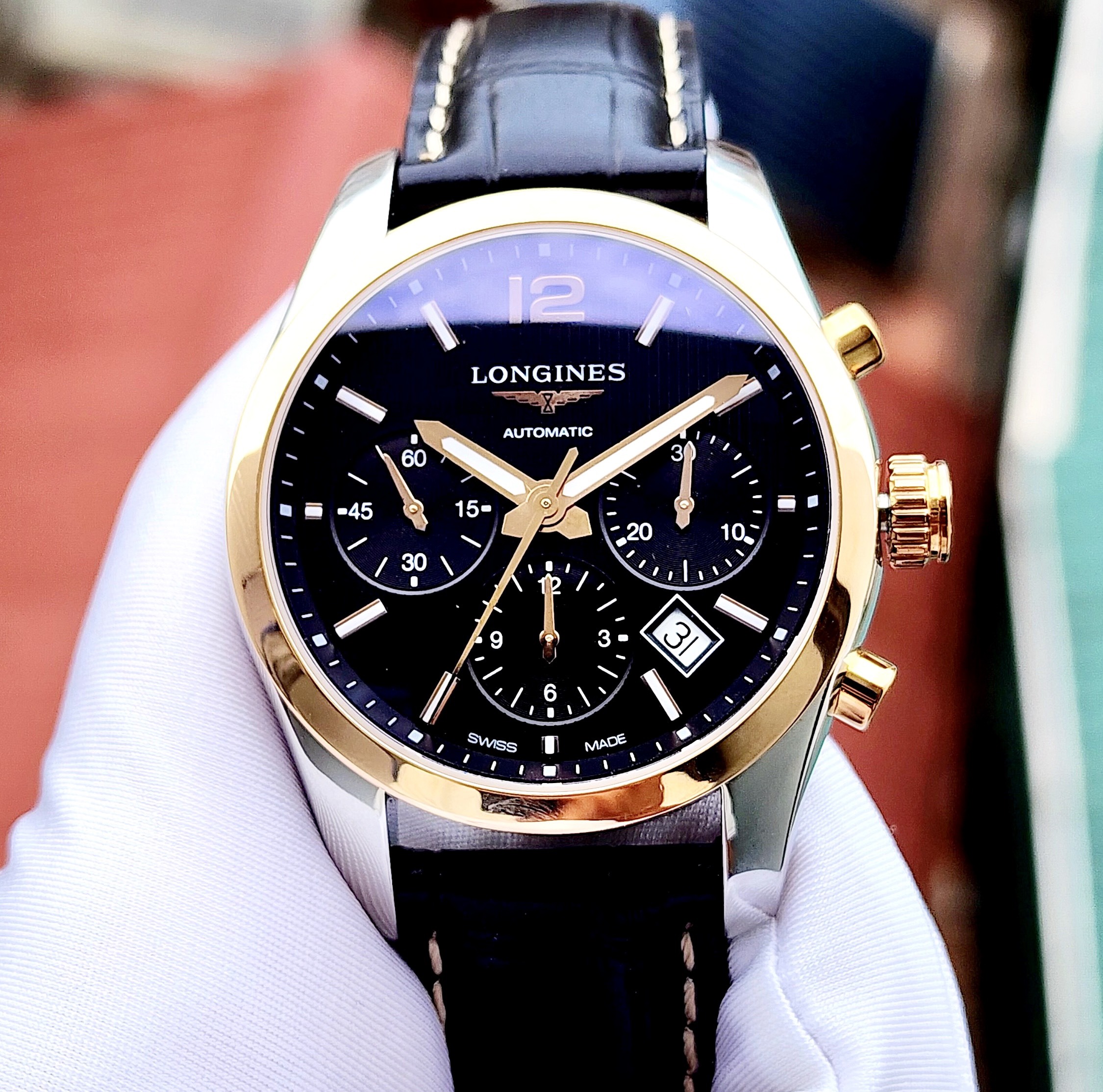 z4583018137591_6906a621ad1bf74c46157b53a9bb498a Đồng Hồ Longines Conquest Classic Chronograph Automatic 41mm L2.786.5.56.3 Cũ Chính Hãng