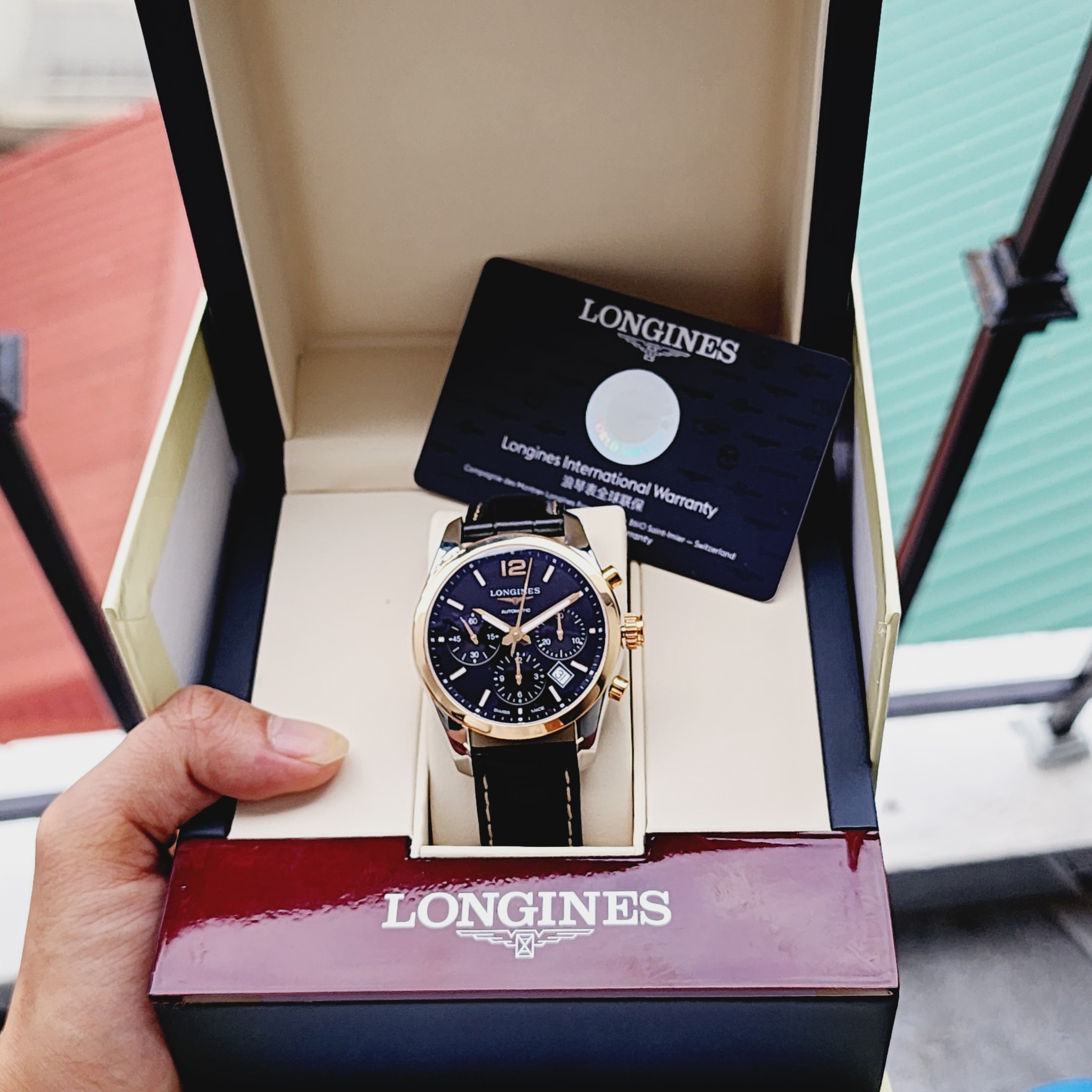 z4583018176952_4b6b2afbaa81bb06b7f805d32ae12a82 Đồng Hồ Longines Conquest Classic Chronograph Automatic 41mm L2.786.5.56.3 Cũ Chính Hãng