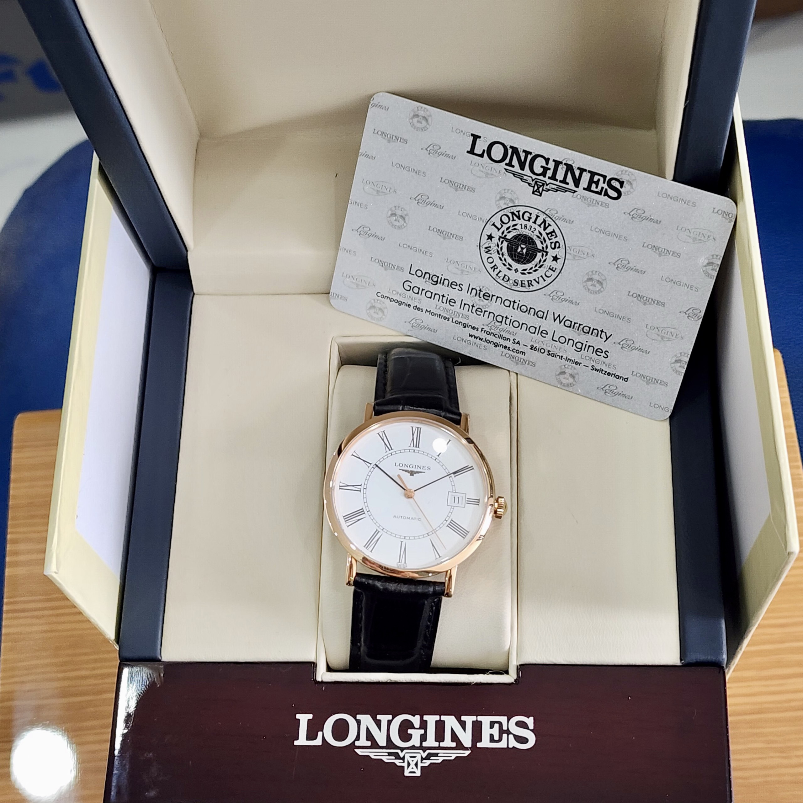 z4587857309750_347c6c4a6a3ef5a26f1df5c0186d7e9d Đồng Hồ Long.ines Elegant vàng hồng đúc nguyên khối 18k L4.787.8.11.4 Cũ Chính Hãng