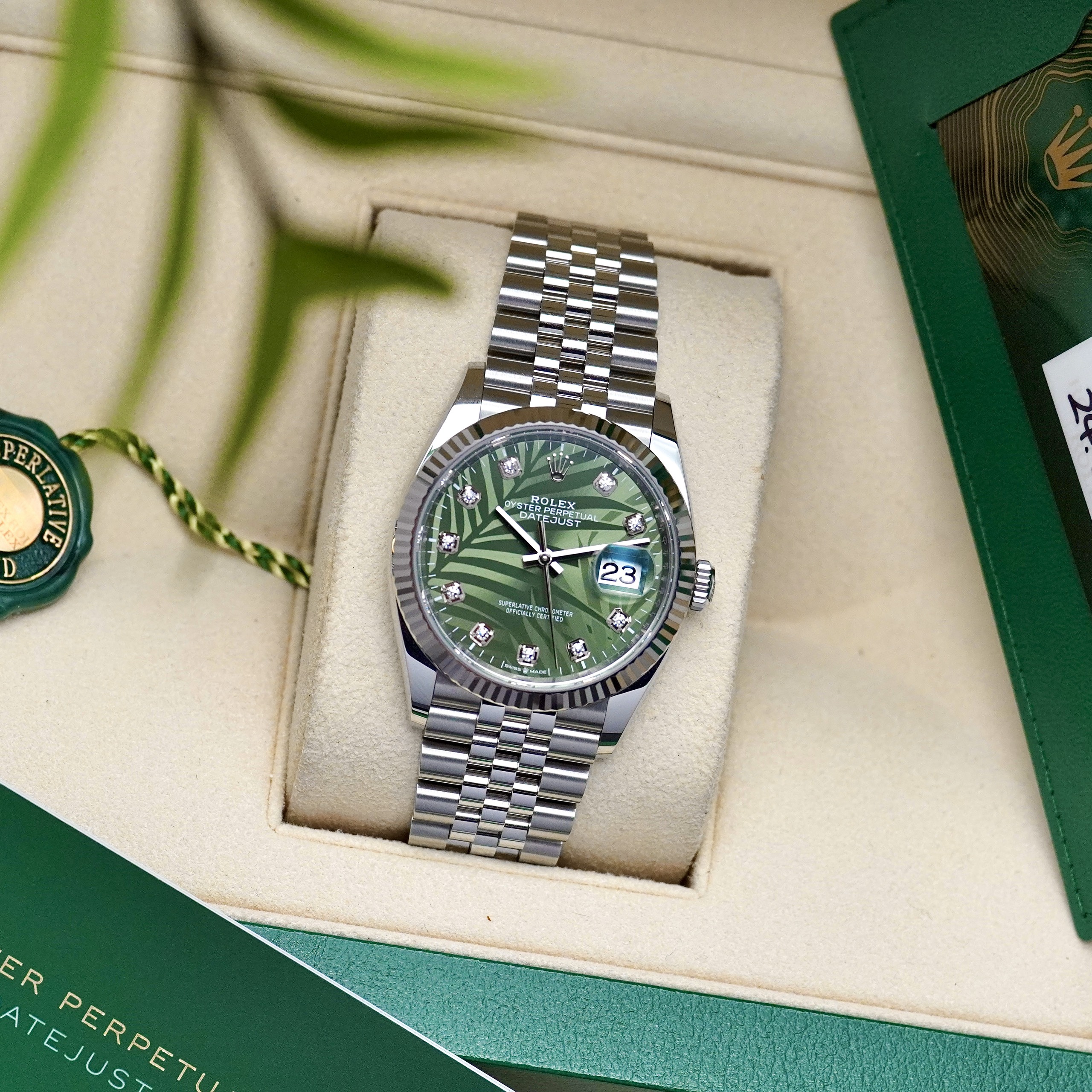 z4642341567079_0565c0d0ce375e8511f529fd745b753a Đồng Hồ Rolex Datejust 126234 Mặt Số Lá Cọ Màu Xanh Cũ