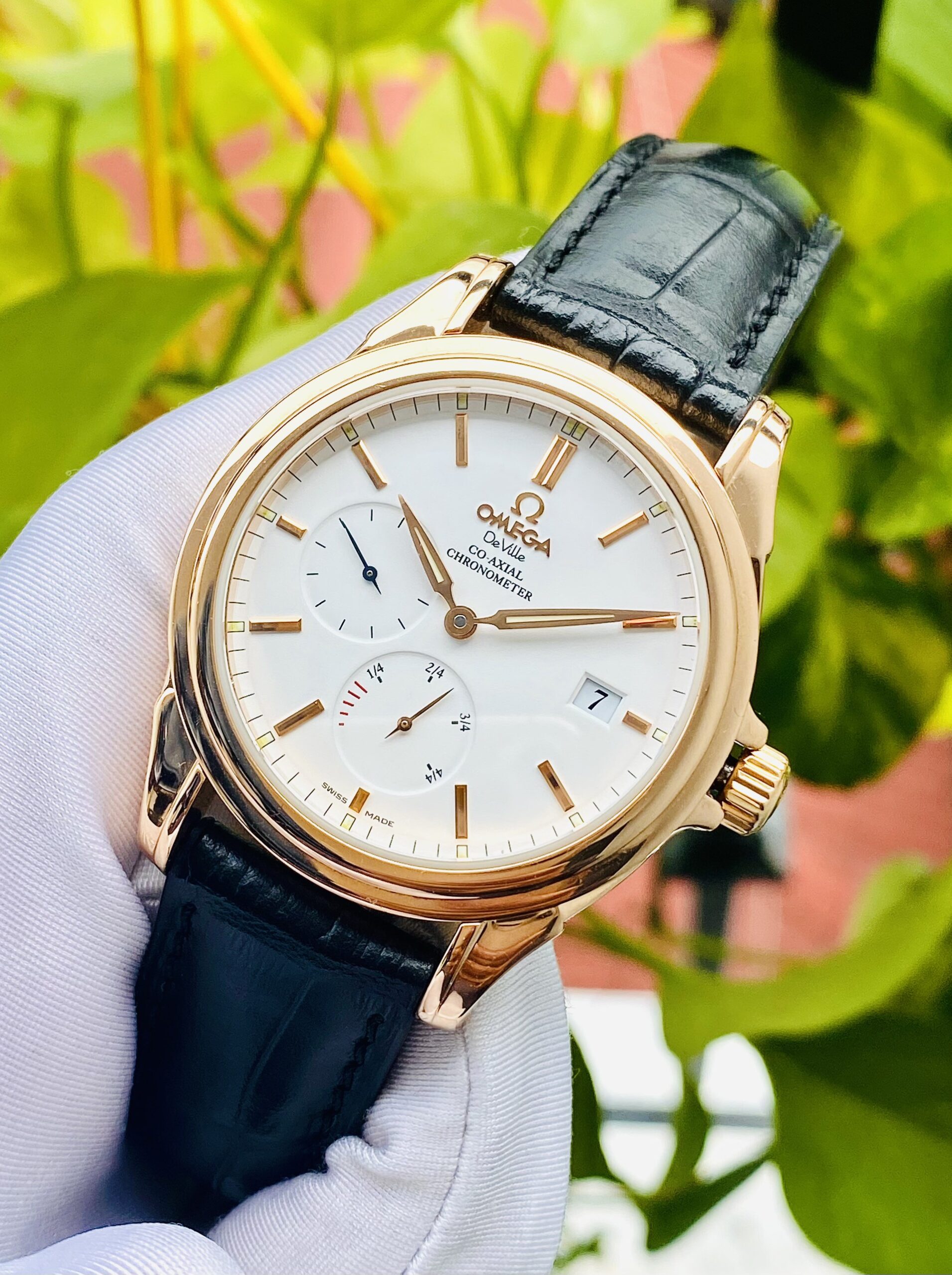 z4947753474136_ebc69895c7f01793807537189eab4be7 Đồng Hồ Omega De Ville Co-Axial Power Reserve Chronometer 18K Rose Gold 4652.20.32 Cũ