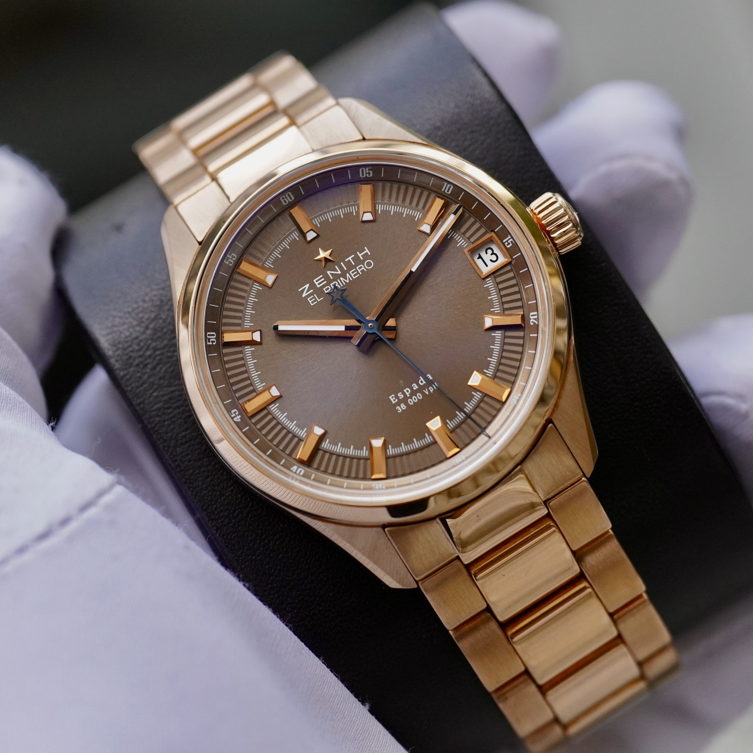 z4954154508852_e6441237190918ec474fe8d49ebd74ad Đồng Hồ ZENITH El Primero Espada Brown Dial Rose-Gold Brushed 18.2170.4650/75.M2170 Cũ