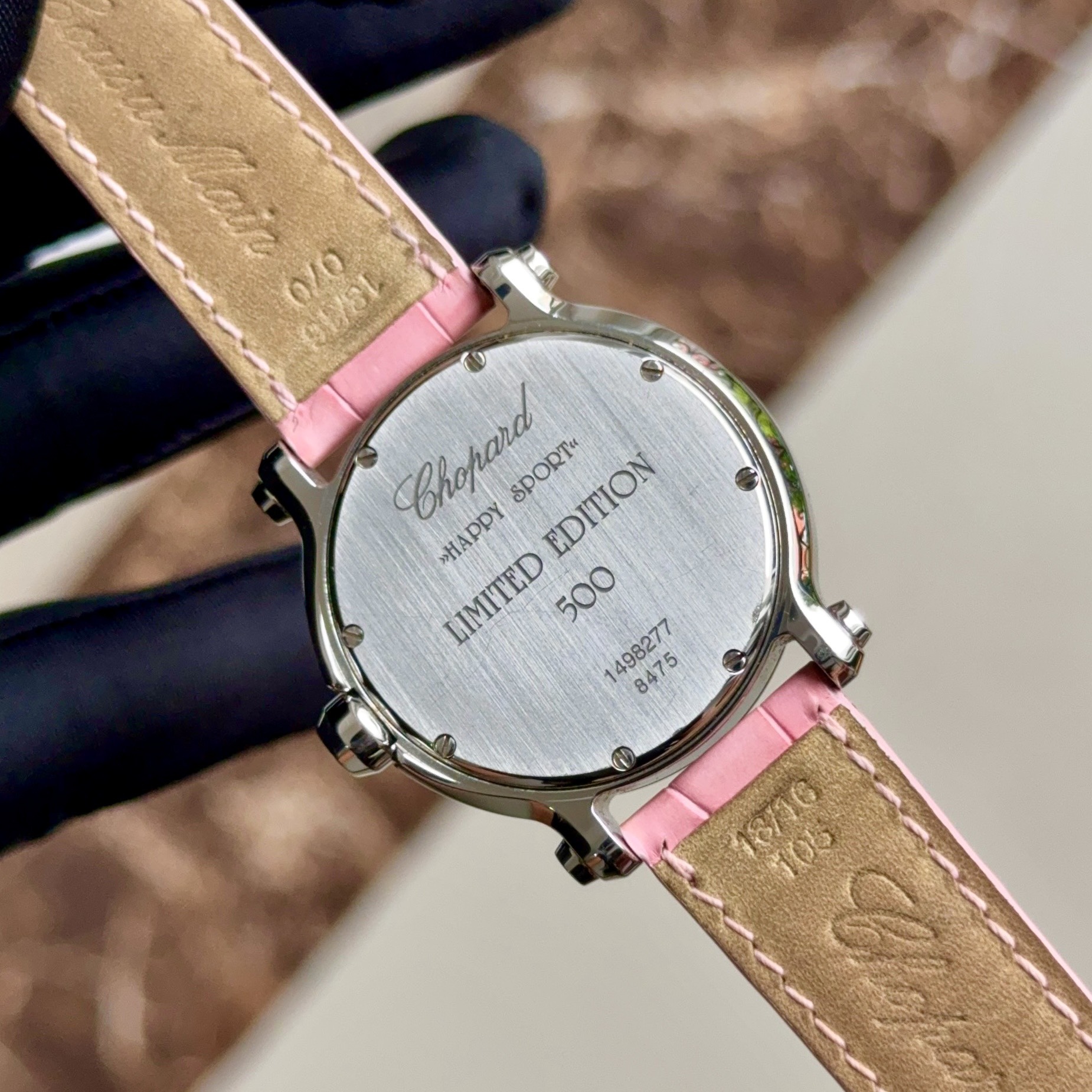 z5060332799579_9ef725cbfeb7f55f492bb71cb4c72dbc Đồng Hồ Chopard Happy Sport Diamond Ruby Heart Steel Pink Leather Ladies Watch Ref.278475 Cũ