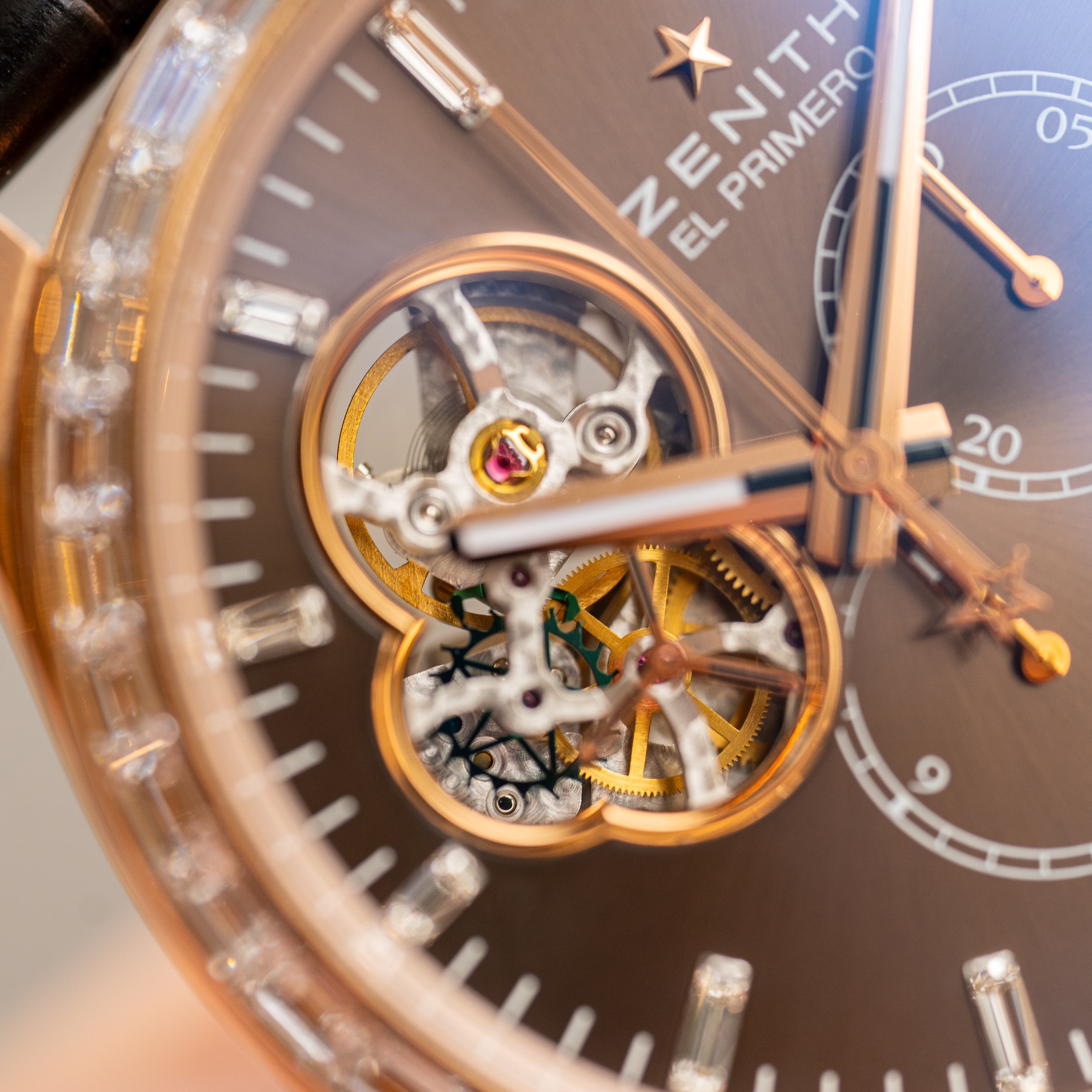 Zenith El Primero Open Chronomaster Rose Gold Diamond Baguette 22.2080.406176 (11)
