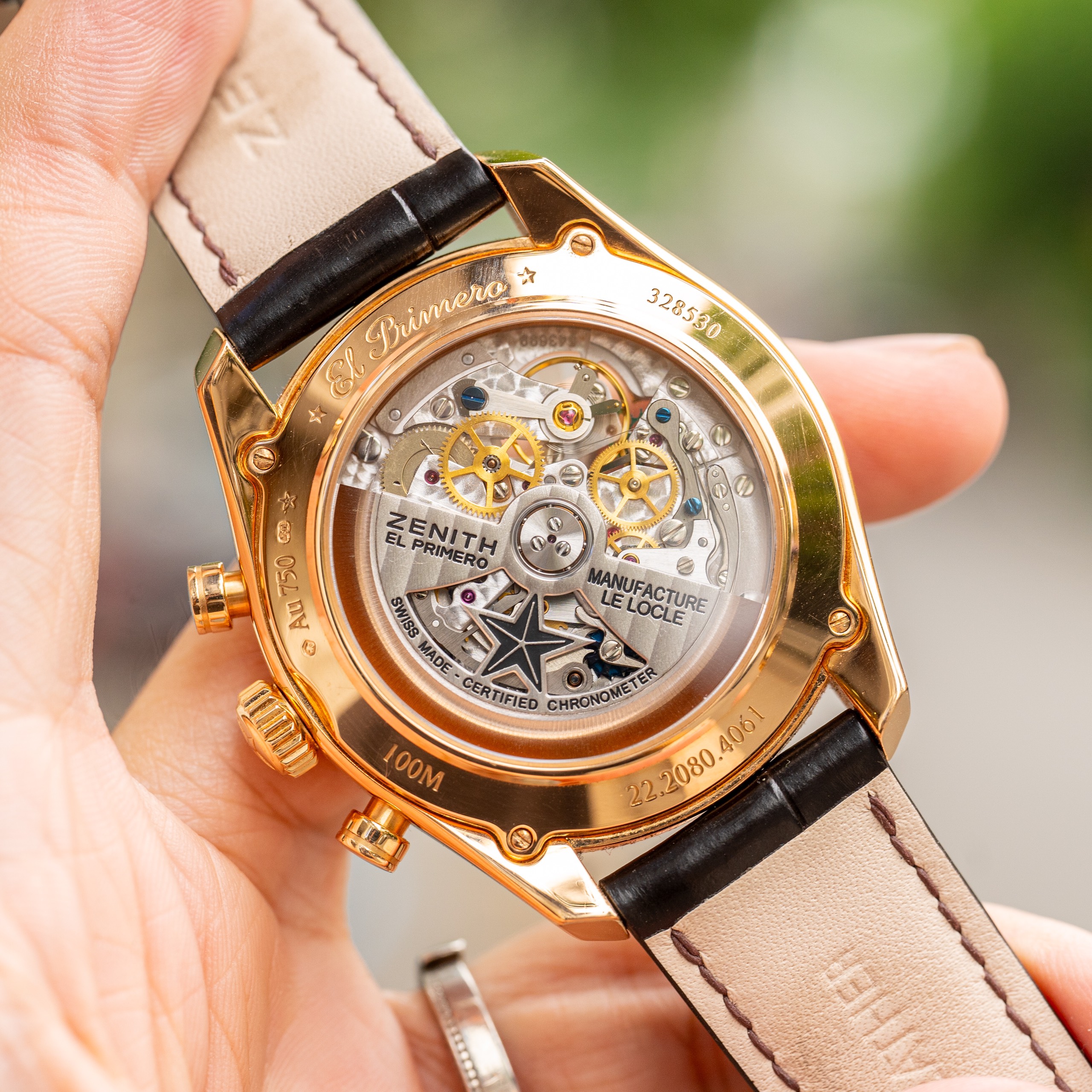 Zenith El Primero Open Chronomaster Rose Gold Diamond Baguette 22.2080.406176 (13)