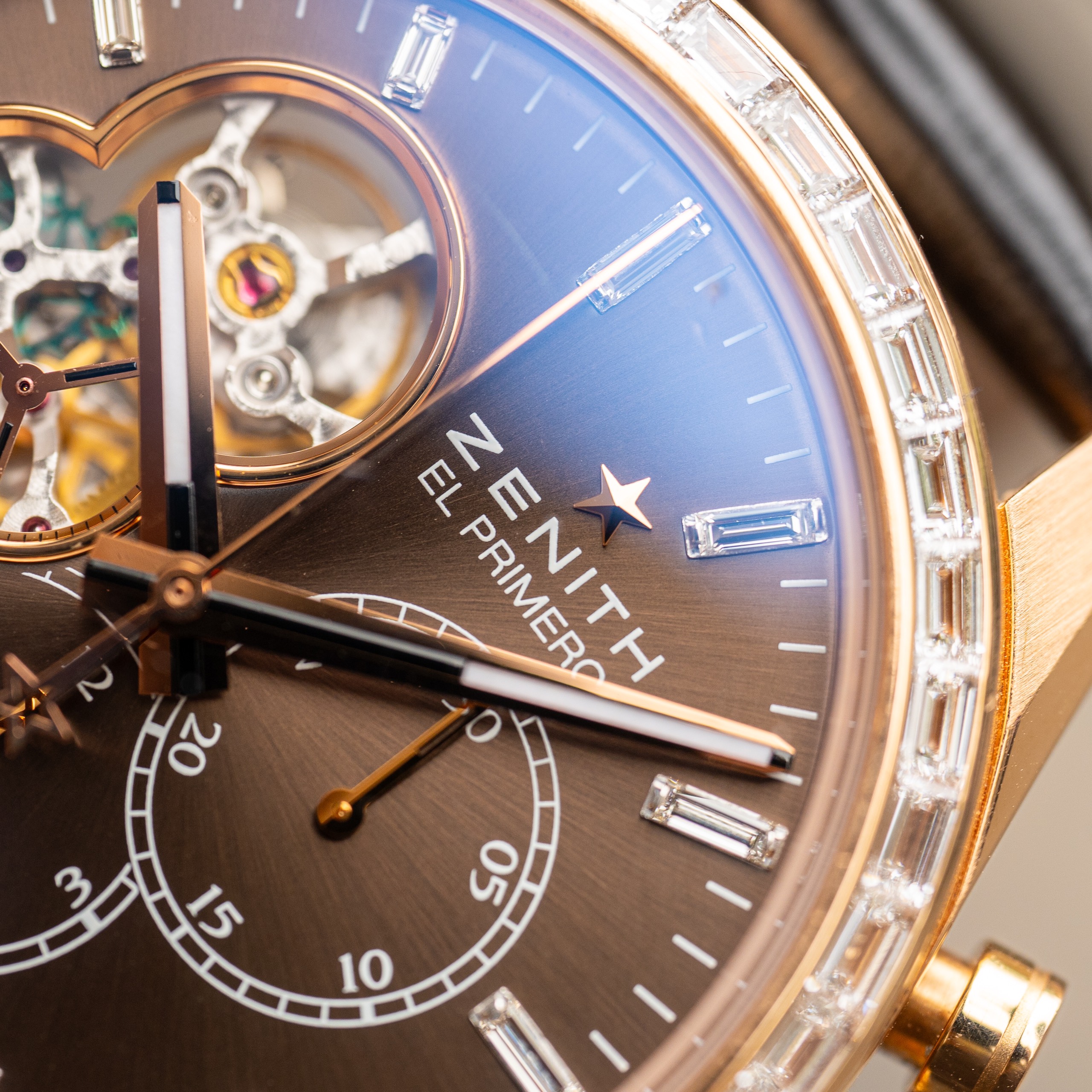 Zenith El Primero Open Chronomaster Rose Gold Diamond Baguette 22.2080.406176 (21)