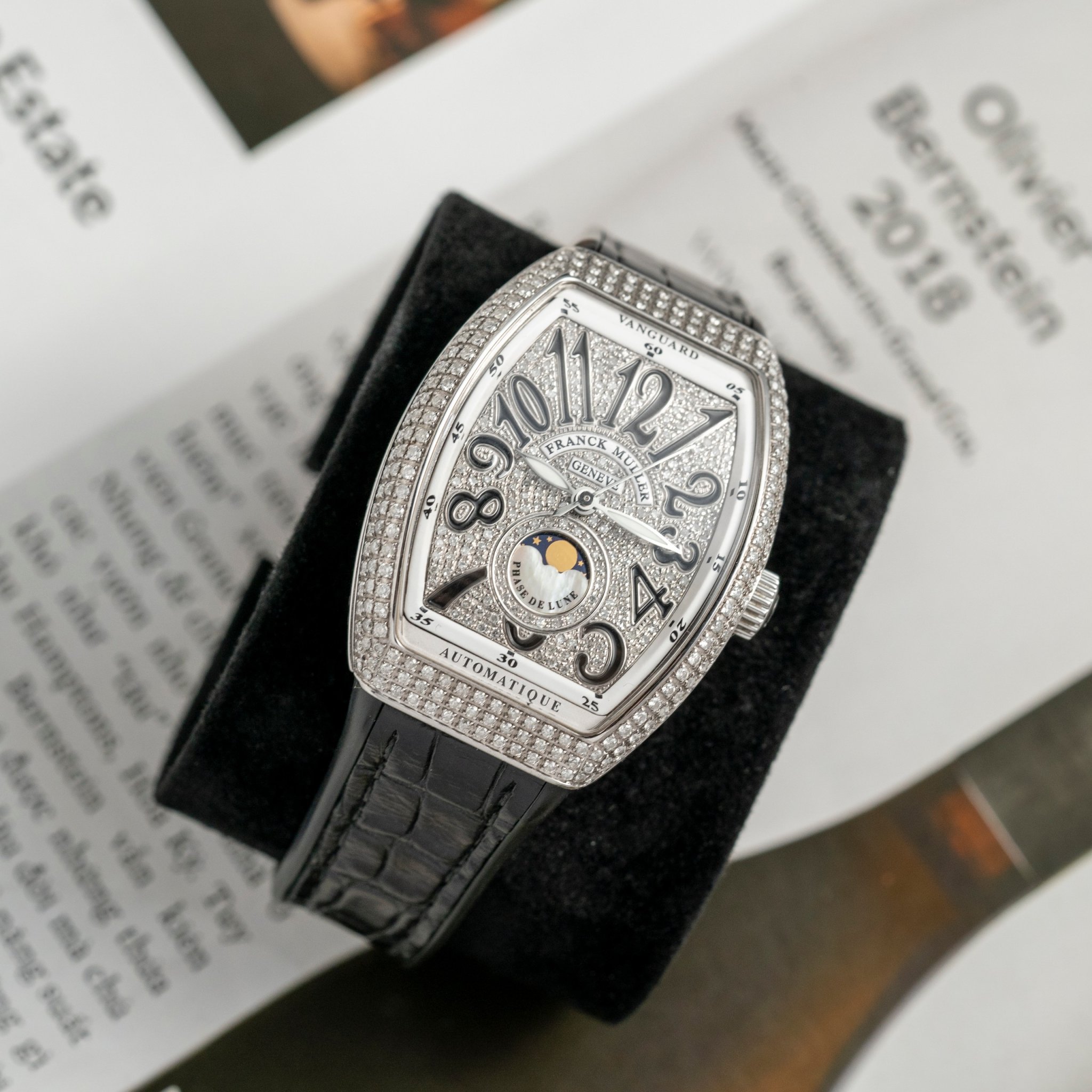Franck Muller Vanguard V32 Moonphase Snow Black Customs Full Pave Diamond (6)