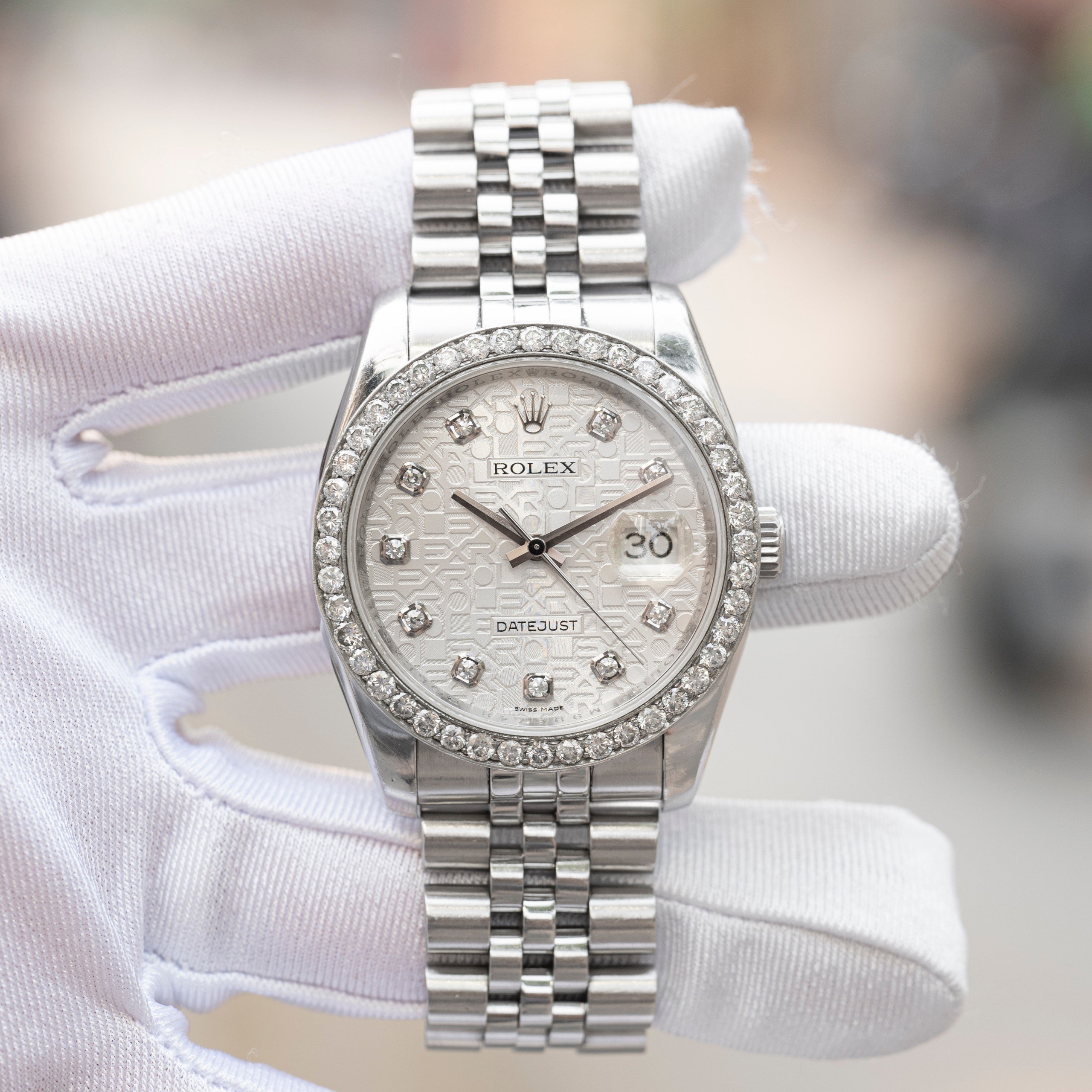 Rolex Datejust 116234 Mặt Vi Tính Trắng Cọc Số Kim Cương 36mm (1)