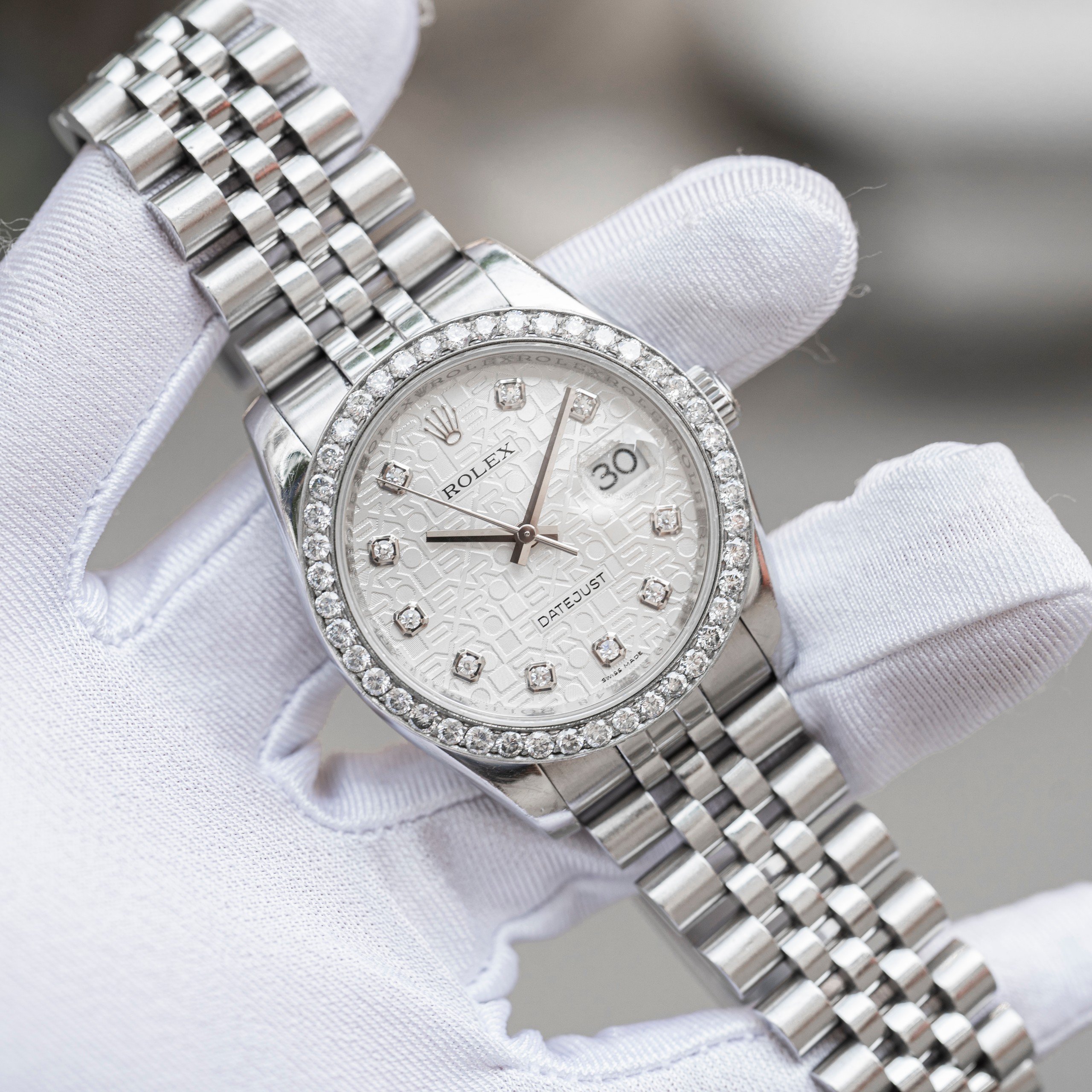 Rolex Datejust 116234 Mặt Vi Tính Trắng Cọc Số Kim Cương 36mm (12)
