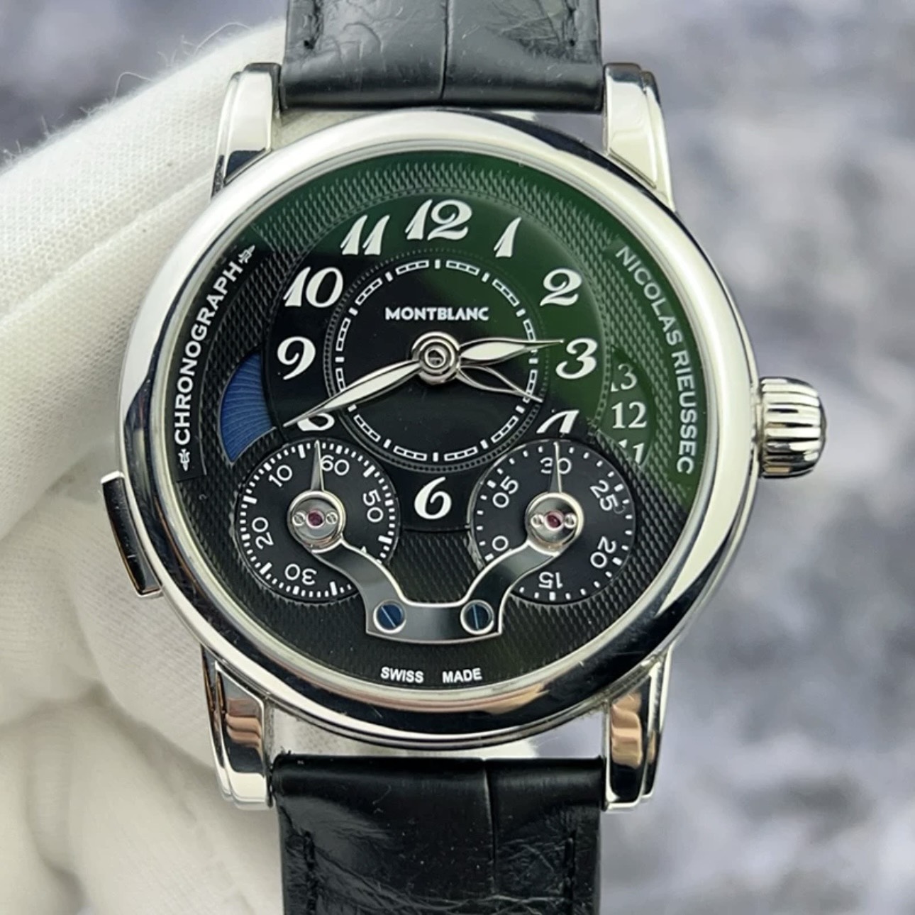 Montblanc Nicolas Rieussec 107070 Black Dial Leather (1)