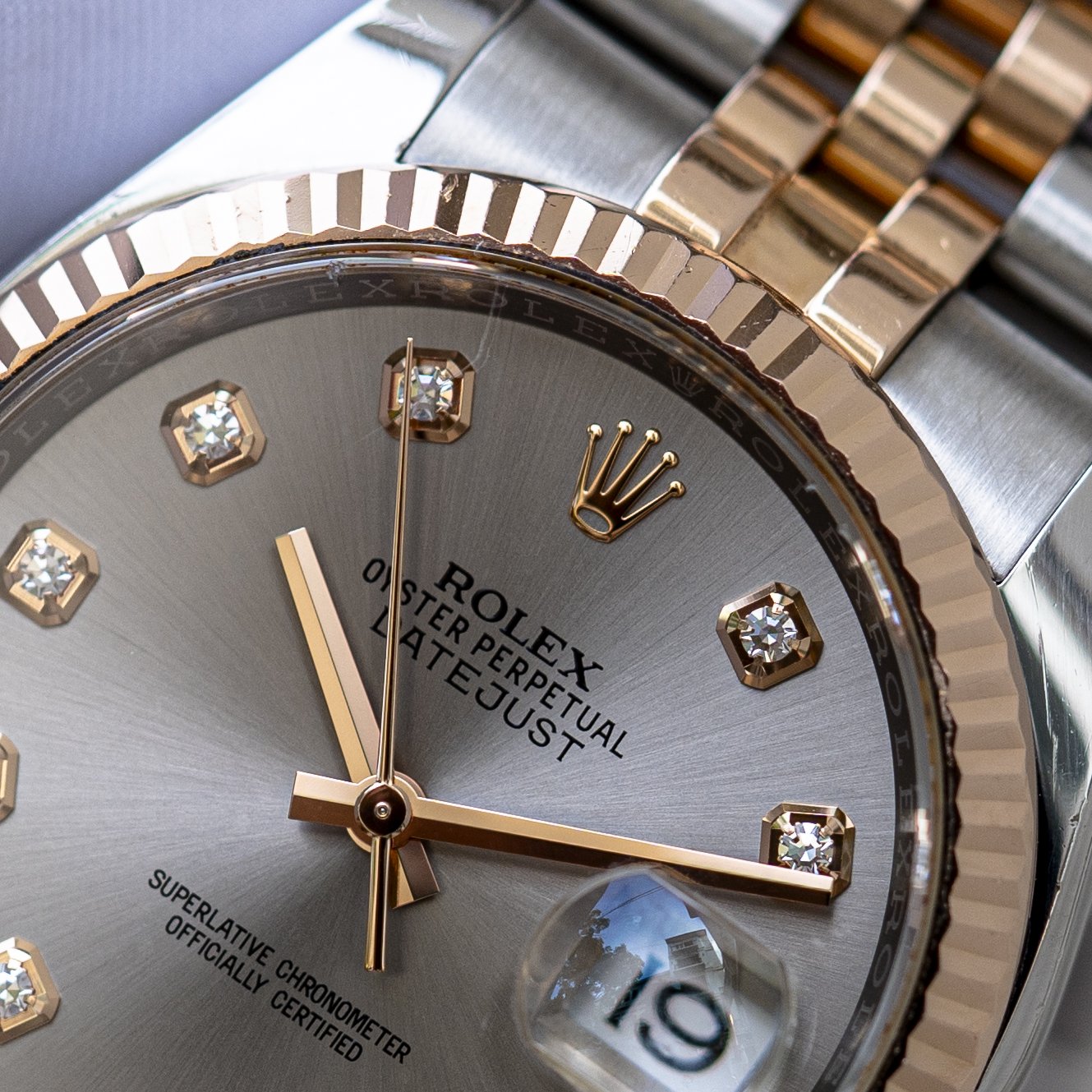 Rolex Datejust 116231 Demi Hồng Mặt Tia Xám Cọc Kim (11)