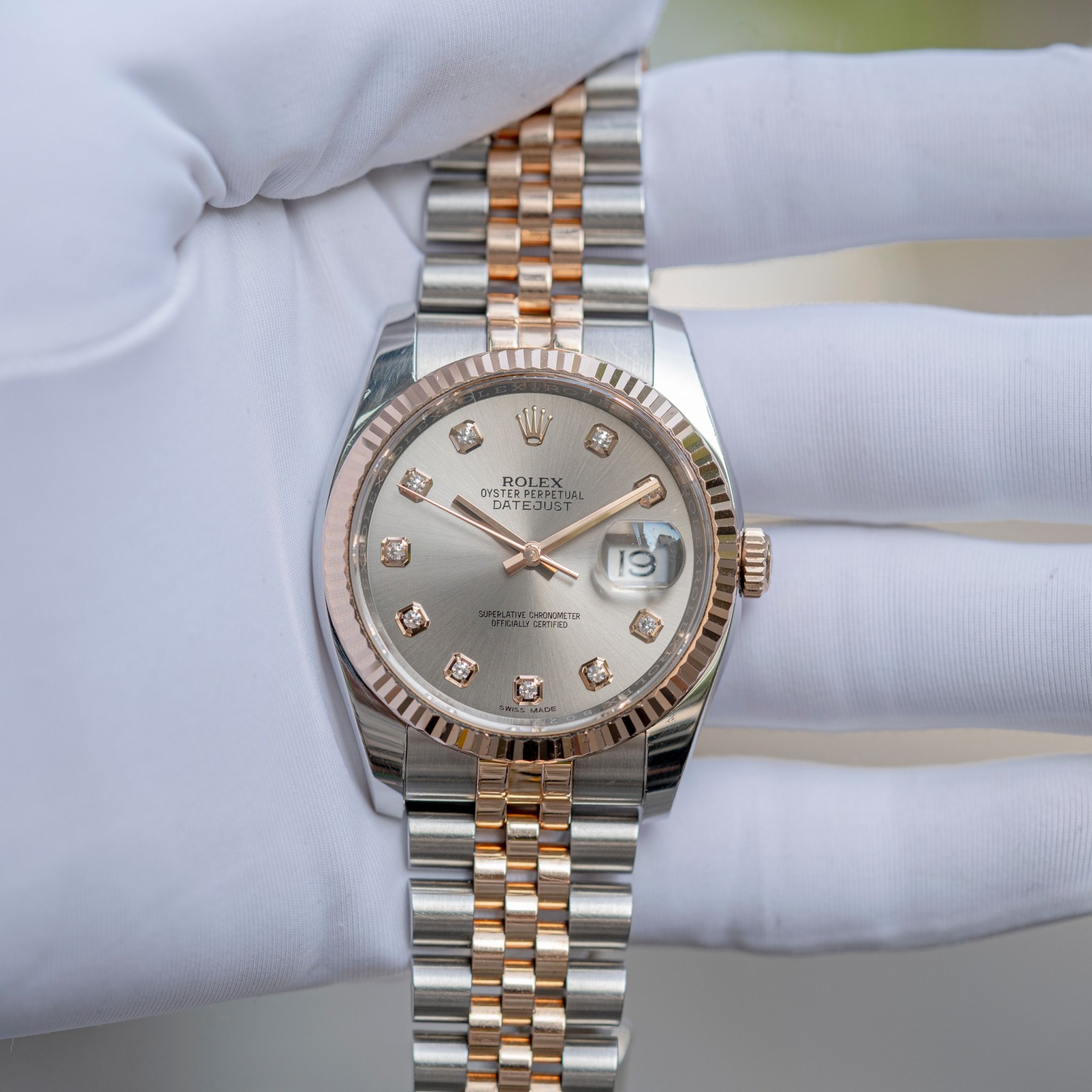 Rolex Datejust 116231 Demi Hồng Mặt Tia Xám Cọc Kim (9)