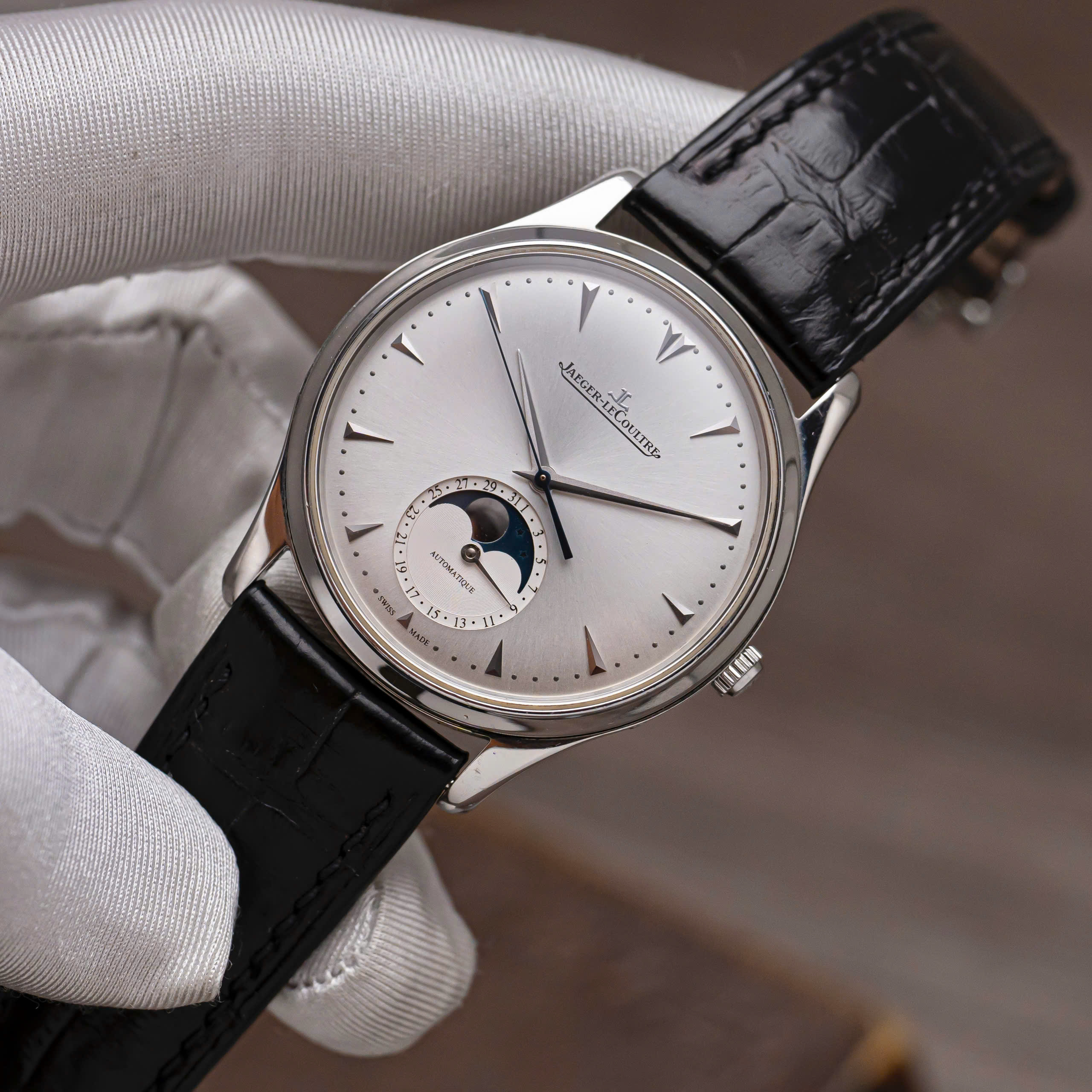 White Gold Jaeger Lecoultre Mut Moon Master Ultra Thin Moon Watch
