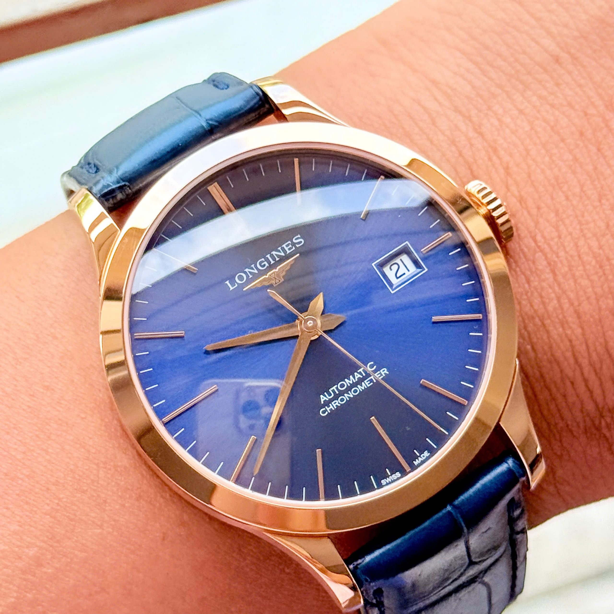 Longines Record 18K Rose Gold L2.820.8.92.2 Longines Record 18K Rose Gold L2.820.8.92.2