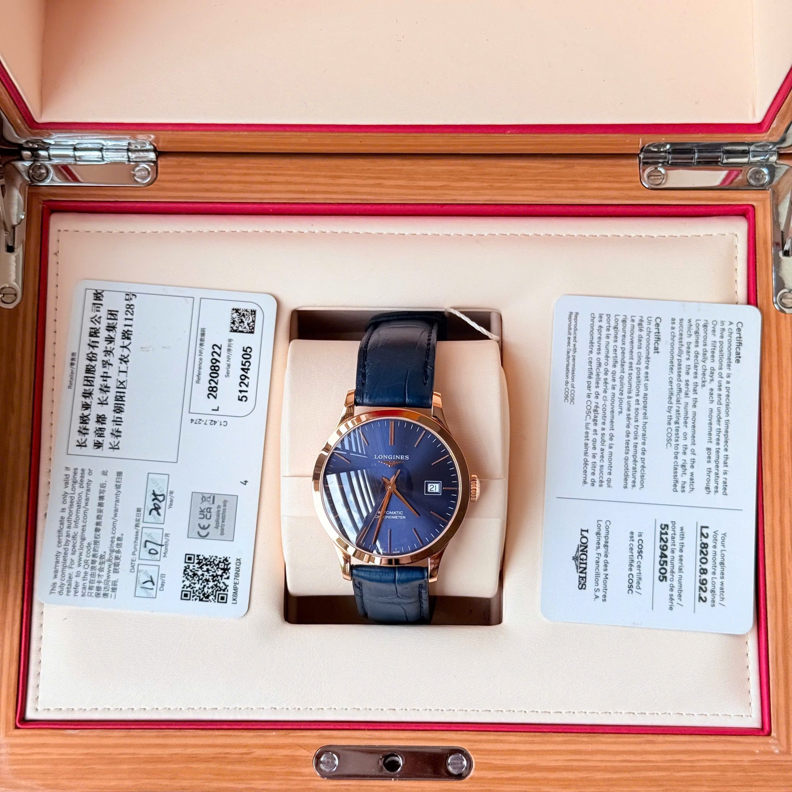 Longines Record 18K Rose Gold L2.820.8.92.2 Longines Record 18K Rose Gold L2.820.8.92.2